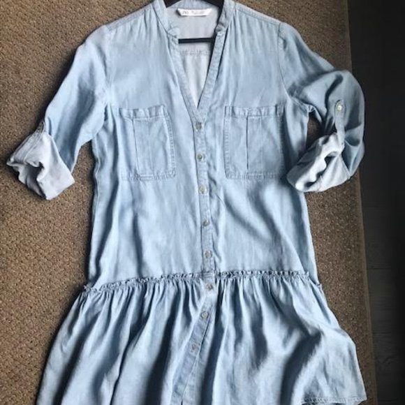 Light Blue Chambray Mini Dress from Zara - Picture 1 of 2